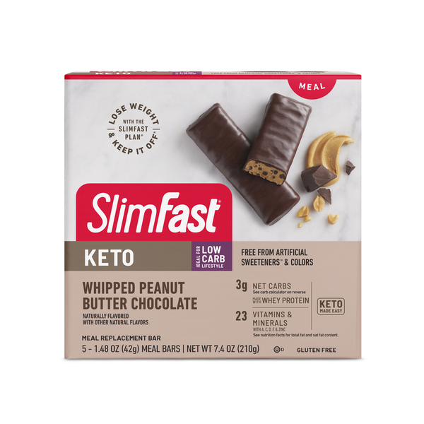 Protein & Meal Replacements SlimFast Keto Whipped Peanut Butter Chocolate Meal Bars hero