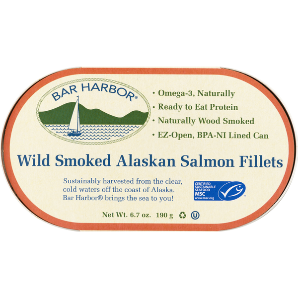 Canned Meat & Seafood Bar Harbor Salmon Fillets, Alaskan, Smoked, Wild hero