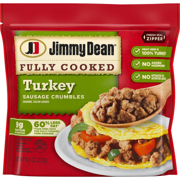 Frozen Breakfast Jimmy Dean Fully Cooked Breakfast Turkey Sausage Crumbles hero