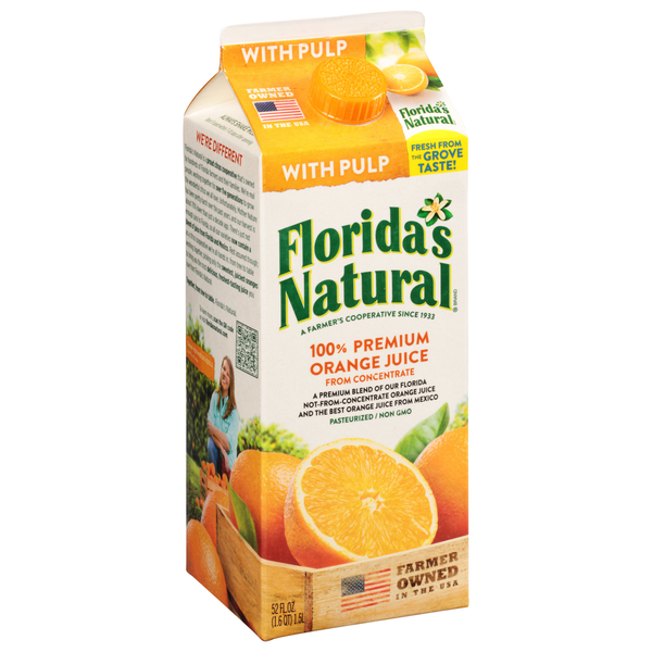 Refrigerated Florida's Natural Orange Juice, 100% Premium, with Pulp hero