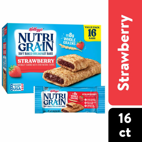 Breakfast Bars & Pastries Kellogg’s Nutri-Grain Soft Baked Breakfast Bars, Kids Snacks, Cereal Bars, Strawberry hero