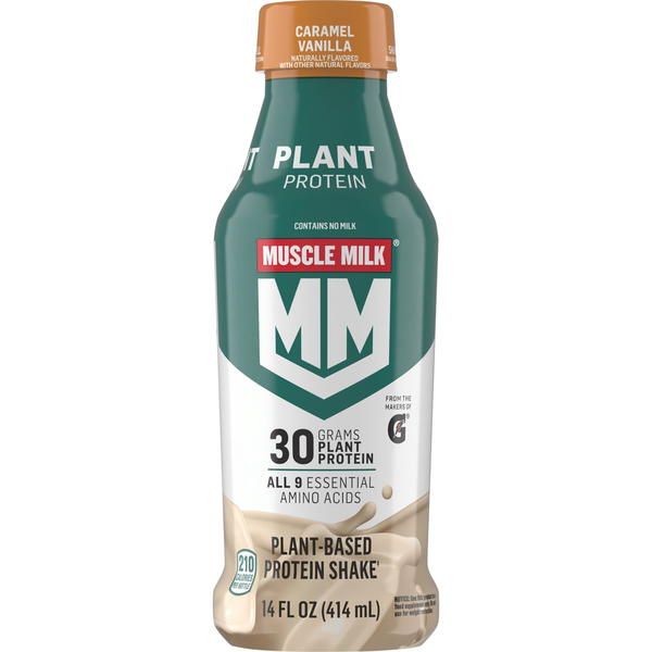 MUSCLE MILK Plant Based Protein Shake Caramel Vanilla hero