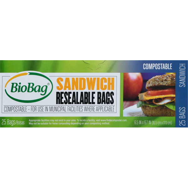 Food Storage BioBag Resealable Bags, Sandwich hero