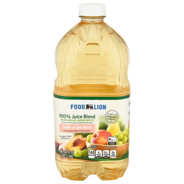 Juice & Nectars Food Lion 100% White Grape Peach Juice Blend hero