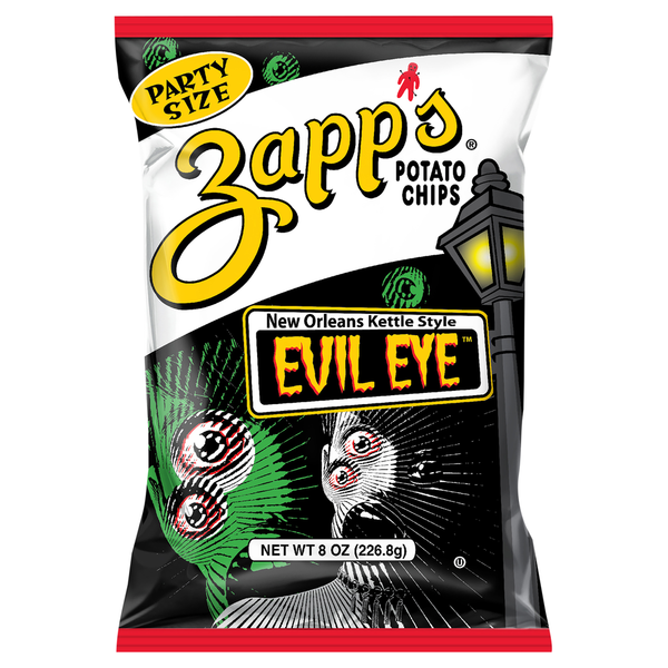 Chips & Pretzels Zapp's Potato Chips, New Orealns Kettle Style, Evil Eye, Party Size hero