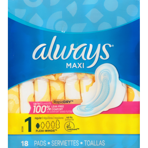 Feminine Care Always Maxi Regular Pads With Wings hero