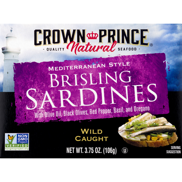 Canned Meat & Seafood Crown Prince Sardines, Wild Caught, Mediterranean Style hero