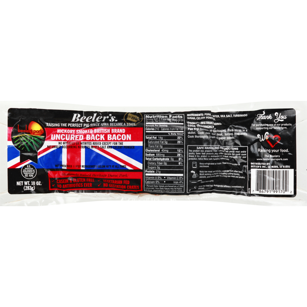 Beelers British Uncured Back Bacon hero