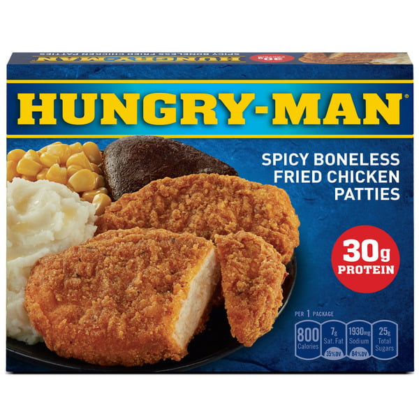 Frozen Meals Hungry-Man Spicy Boneless Fried Chicken Patties Frozen Entrée hero