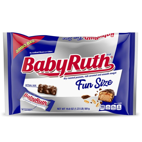 Candy & Chocolate Baby Ruth Fun Size Milk Chocolate-y Candy Bars, Individually Wrapped Ferrero Candy hero