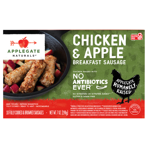 Frozen Breakfast Applegate Natural Chicken & Apple Breakfast Sausage hero