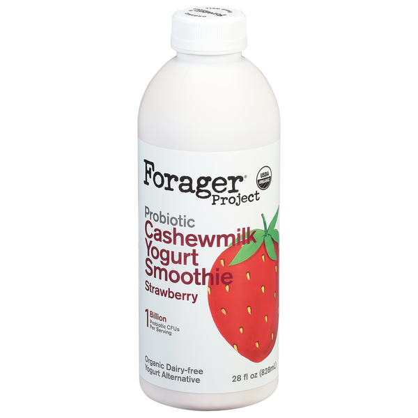 Refrigerated Forager Project Cashewmilk Yogurt Smoothie, Dairy-Free, Organic, Strawberry, Probiotic hero