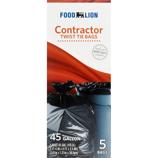 Trash Bags & Liners Food Lion Contractor Trash Bags With Closures 45 Gallon hero