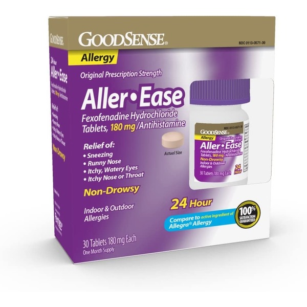 Cold, Flu & Allergy Good Sense Aller Ease, Original Prescription Strength, 180 mg, Tablets hero