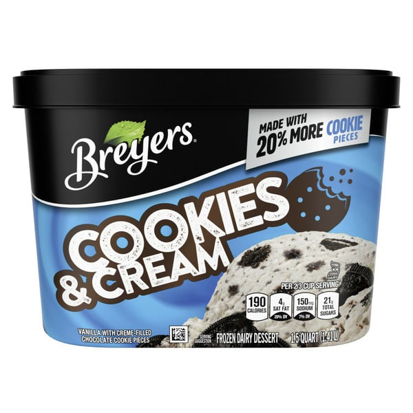 Ice Cream & Ice Breyers Frozen Dairy Dessert Cookies And Cream hero