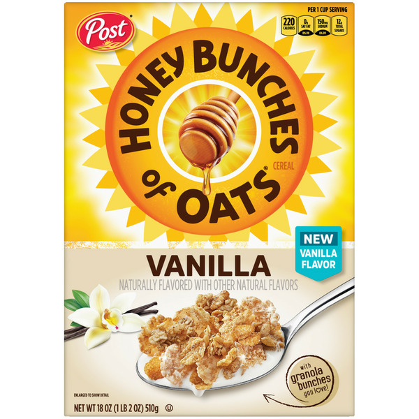 Cereal Honey Bunches of Oats Vanilla Breakfast Cereal, Heart Healthy, Family Size Box hero