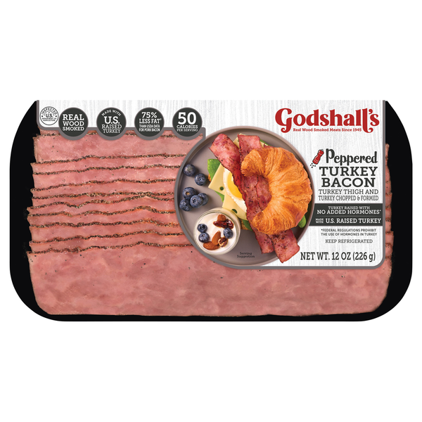 Bacon & Breakfast Meat Godshall's Turkey Bacon, Peppered hero