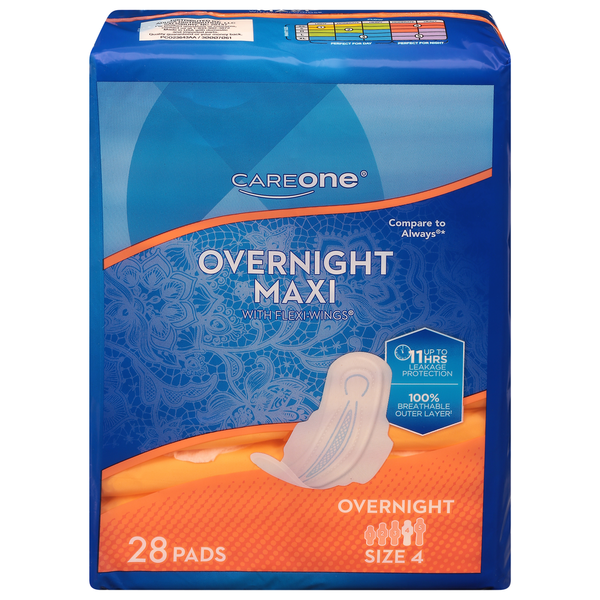 Feminine Care CareOne Overnight Maxi with Wings Pads hero