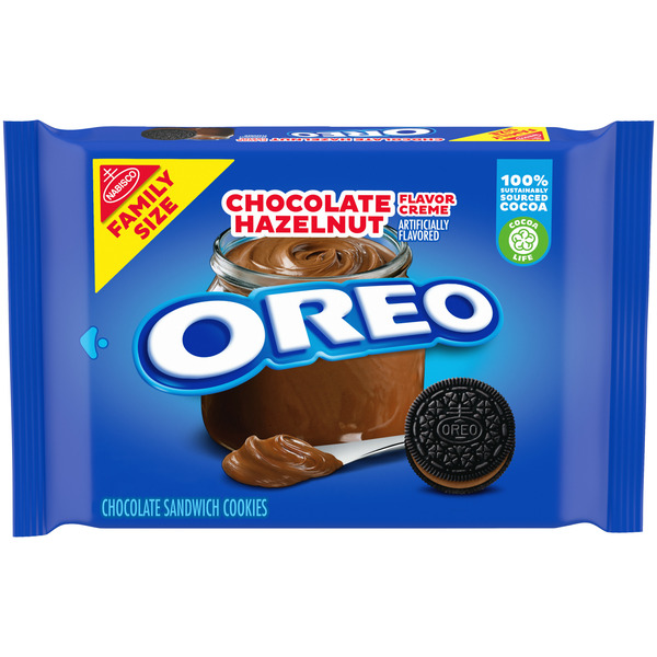 Cookies & Cakes Oreo Chocolate Hazelnut Flavored Creme Chocolate Sandwich Cookies, Family Size hero