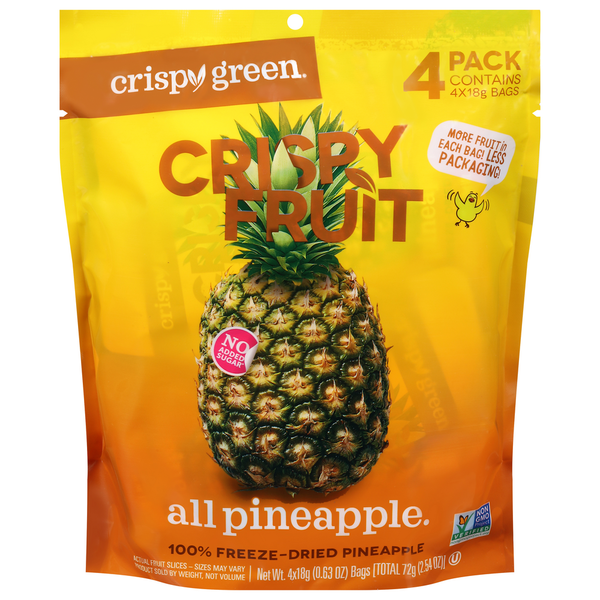 Nuts, Seeds & Dried Fruit Crispy Green Crispy Fruit, All Pineapple, 4 Pack hero