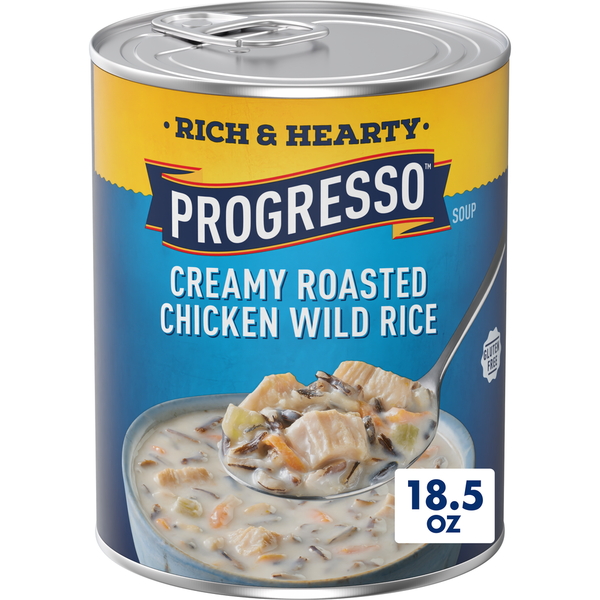 Soup, Broth & Bouillon Progresso Rich & Hearty, Creamy Roasted Chicken Wild Rice Canned Soup, Gluten Free hero