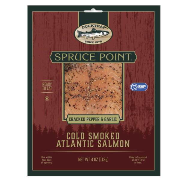 Packaged Seafood Ducktrap River of Maine Spruce Point Atlantic Salmon, Pepper & Garlic hero