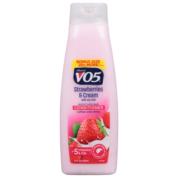 Hair Care Alberto VO5 Conditioner, Moisturizing, Strawberries & Cream, Bonus Size hero