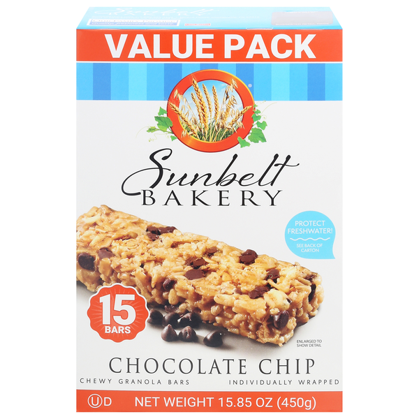 Energy & Granola Bars Sunbelt Bakery Granola Bars, Chocolate Chip, Chewy, Value Pack hero