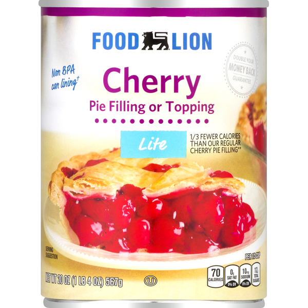 Baking Ingredients Food Lion Lite Cherry Pie Filling or Topping hero