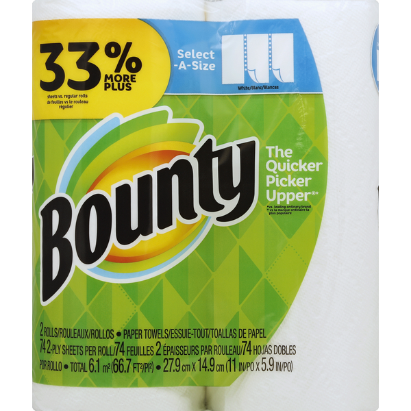 More Household Bounty Paper Towels, Select-A-Size, White, 2-Ply hero