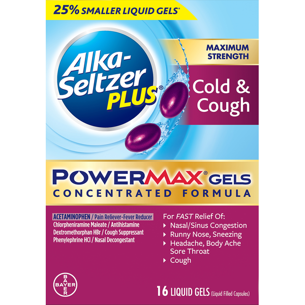 Cold, Flu & Allergy Alka-Seltzer Plus Cold & Cough, Maximum Strength, Liquid Gels hero