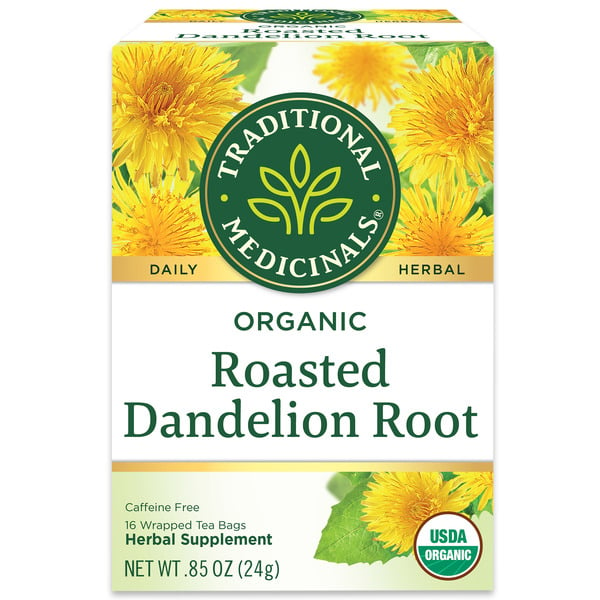 Tea Bags and Mixes Traditional Medicinals Organic Roasted Dandelion Root, Caffeine Free Herbal Tea hero