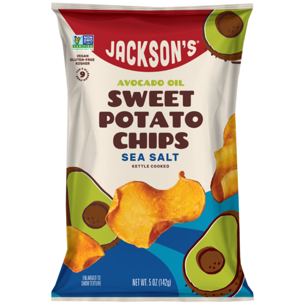 Chips & Pretzels Jackson's Sea Salt Sweet Potato Chips Kettle Cooked in Avocado Oil hero