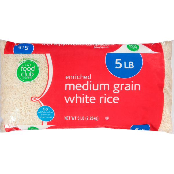 Grains, Rice & Dried Goods Food Club White Rice, Medium Grain, Enriched hero