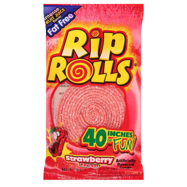 Candy & Chocolate Rip Rolls Candy, Fat Free, Strawberry hero