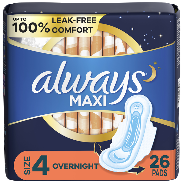 Feminine Care Always Maxi Pads with Wings, Size 4 hero