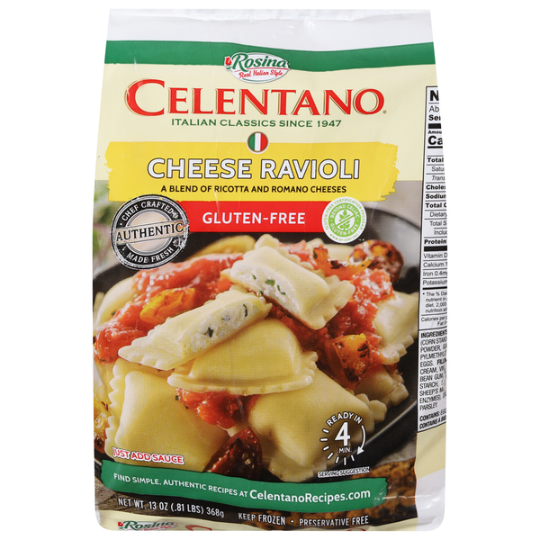 Frozen Meals Celentano Ravioli, Gluten Free, Cheese hero