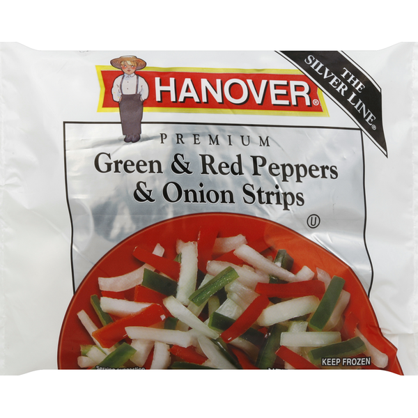 Frozen Vegan & Vegetarian Hanover Green & Red Peppers & Onion Strips, Premium hero