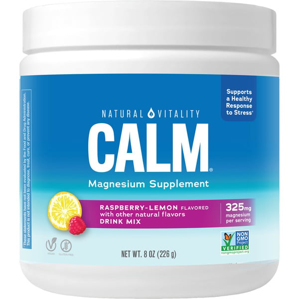 Stress & Sleep Aids Natural Vitality CALM Raspberry Lemon Flavored Magnesium Supplement Drink Mix hero