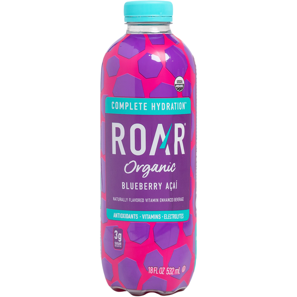 Energy & Sports Drinks ROAR Organic Vitamin Enhanced Beverage, Organic, Blueberry Acai hero