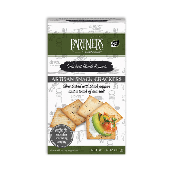 Crackers PARTNERS Cracked Black Pepper Artisan Snack Crackers hero