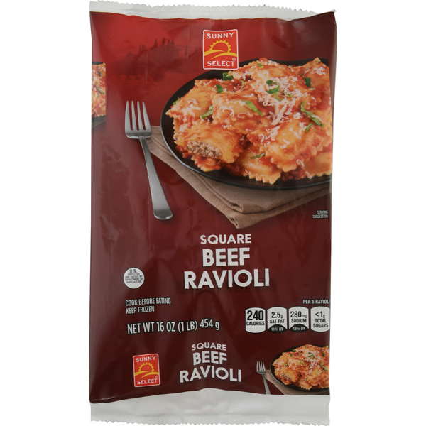 Frozen Meals Sunny Select Beef Ravioli, Square hero