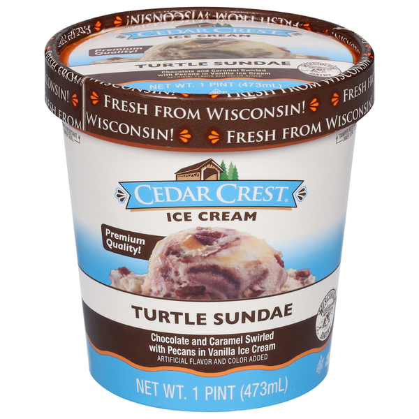 Ice Cream & Ice Cedar Crest Ice Cream, Turtle Sundae hero