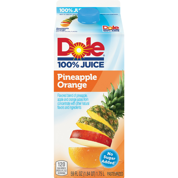 Refrigerated Juice, Coffee, & Tea Dole 100% Juice, Pineapple Orange hero