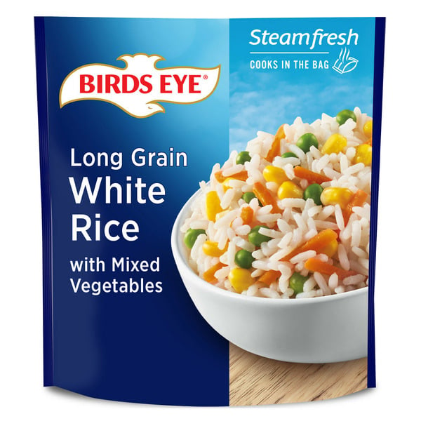 Vegetables, Vegan, & Vegetarian Birds Eye Steamfresh Long Grain White Rice with Mixed Vegetables Frozen Side hero