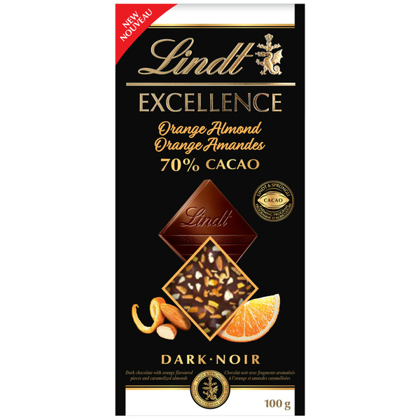 Excellence 70% Cacao Orange & Almond Dark Chocolate Bar, 100 Grams hero