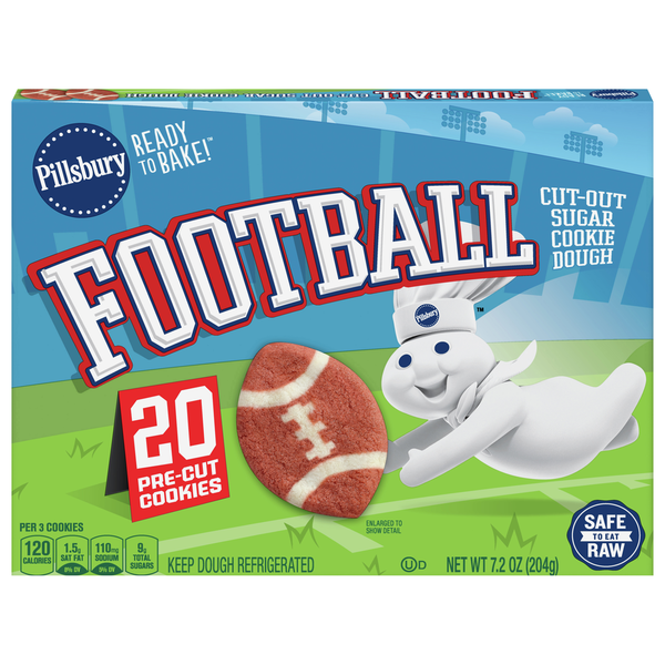 Doughs, Gelatins & Bake Mixes Pillsbury Cookie Dough, Sugar, Football Cut-Out hero