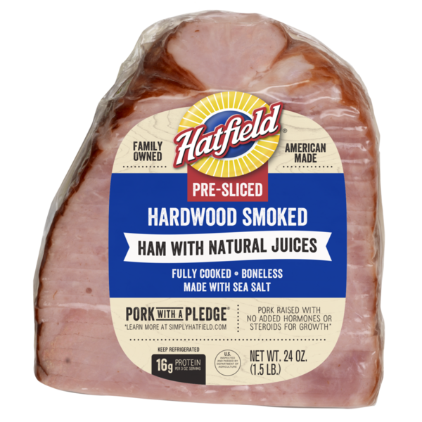 Lunch Meat Hatfield Hardwood Smoked 1/4 Pre-Sliced Ham hero