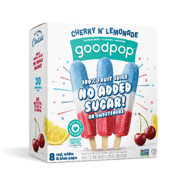 Frozen Dessert GoodPop Cherry n' Lemonade Red, White & Blue Ice Pops, No Added Sugar hero