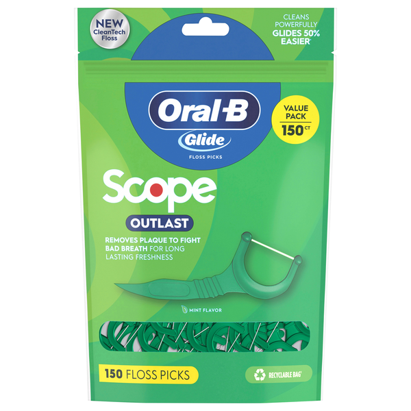 Oral Hygiene Oral-B Floss Picks, Scope Outlast, Mint Flavor, Value Pack hero